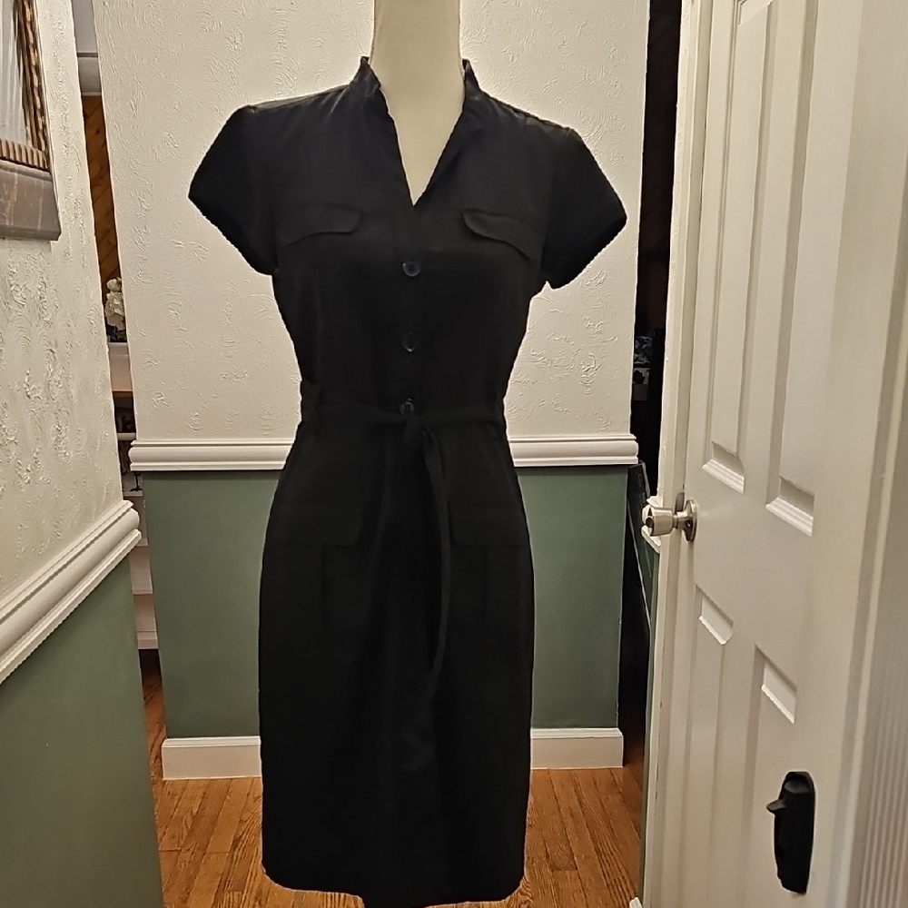 H&M Black Midi Dress with Buttons